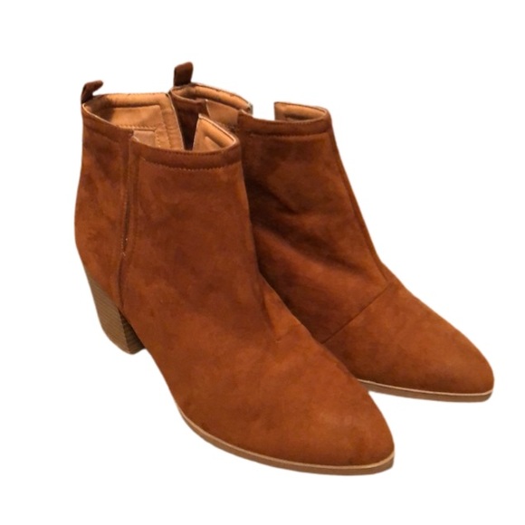 Daytrip Shoes - Daytrip Cappucino Ankle Vegan Suede Chunky Boots